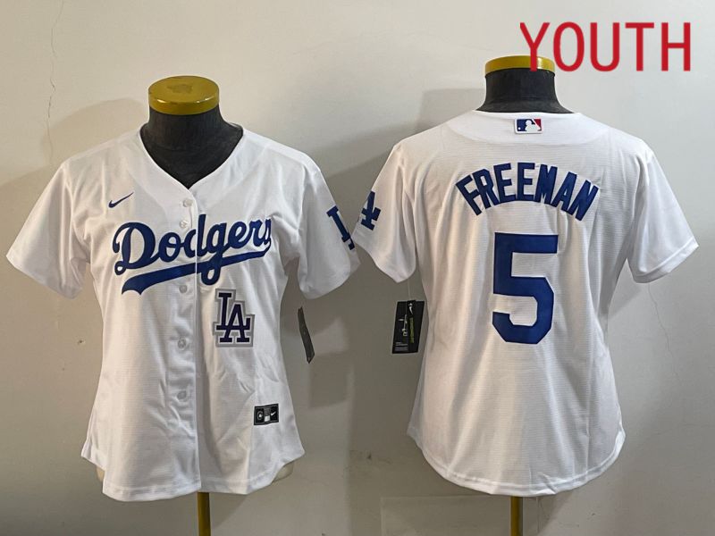 Youth Los Angeles Dodgers #5 Freeman White Game 2024 Nike MLB Jersey style 11201->youth mlb jersey->Youth Jersey